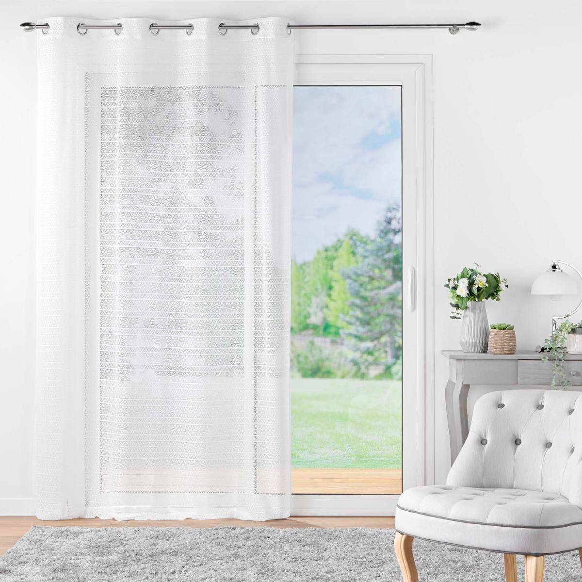 Rideau Voilage à Œillets Maille "Naomie" 140x280cm Blanc - Image 6