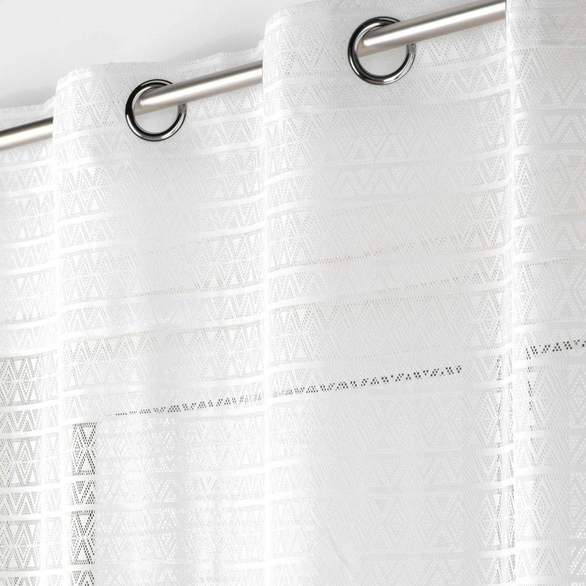 Rideau Voilage à Œillets Maille "Naomie" 140x280cm Blanc - Image 3