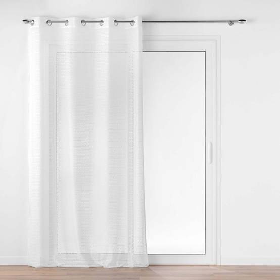 Rideau Voilage à Œillets Maille "Naomie" 140x280cm Blanc - Image 1