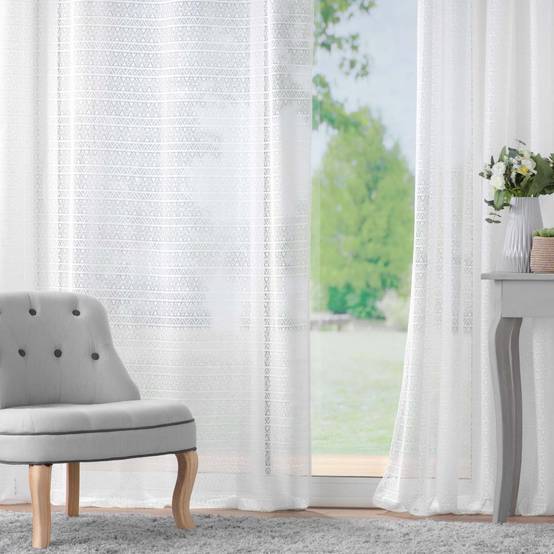 Rideau Voilage à Œillets Maille "Naomie" 140x280cm Blanc - Image 4