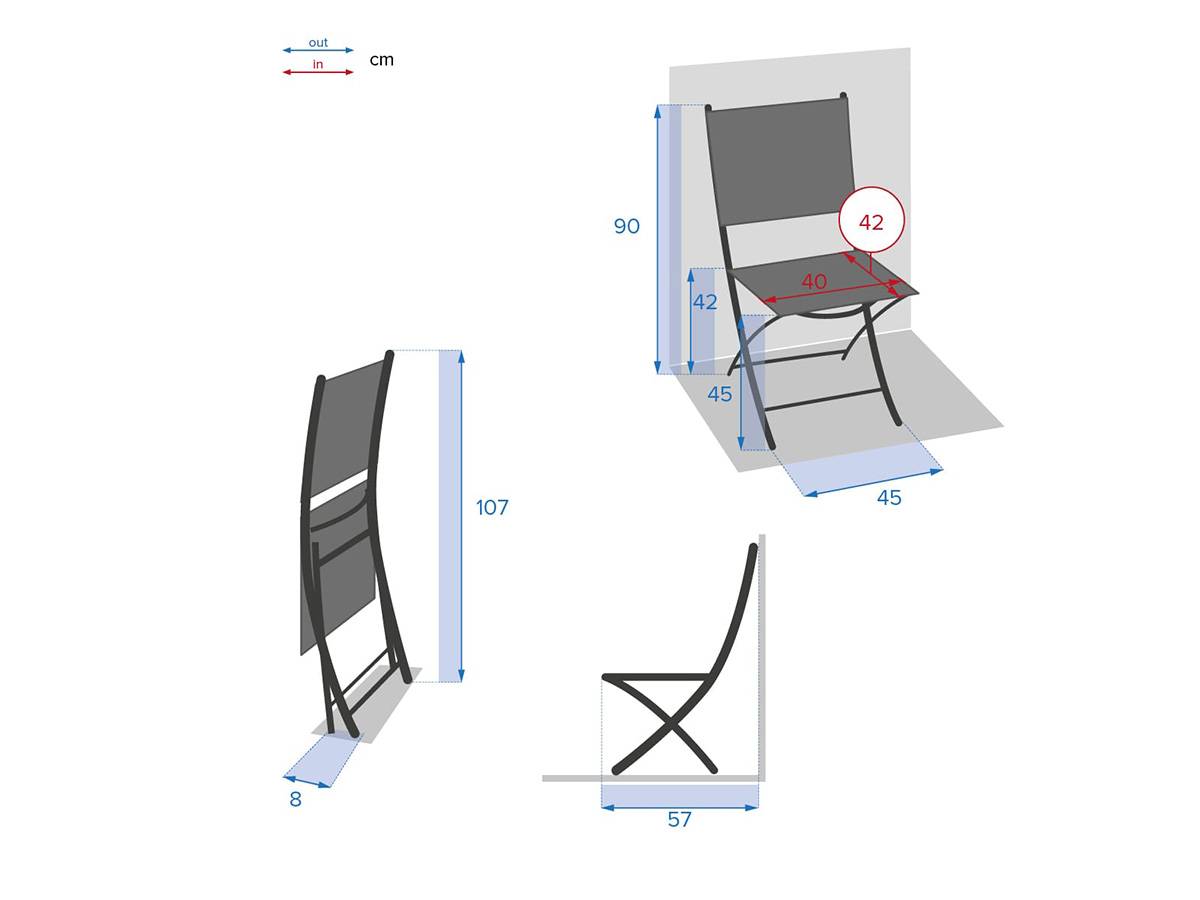 Hesperide - Lot de 4 chaises de jardin en aluminium pliables wengé/tonka Essentia - Hespéride - Image 3