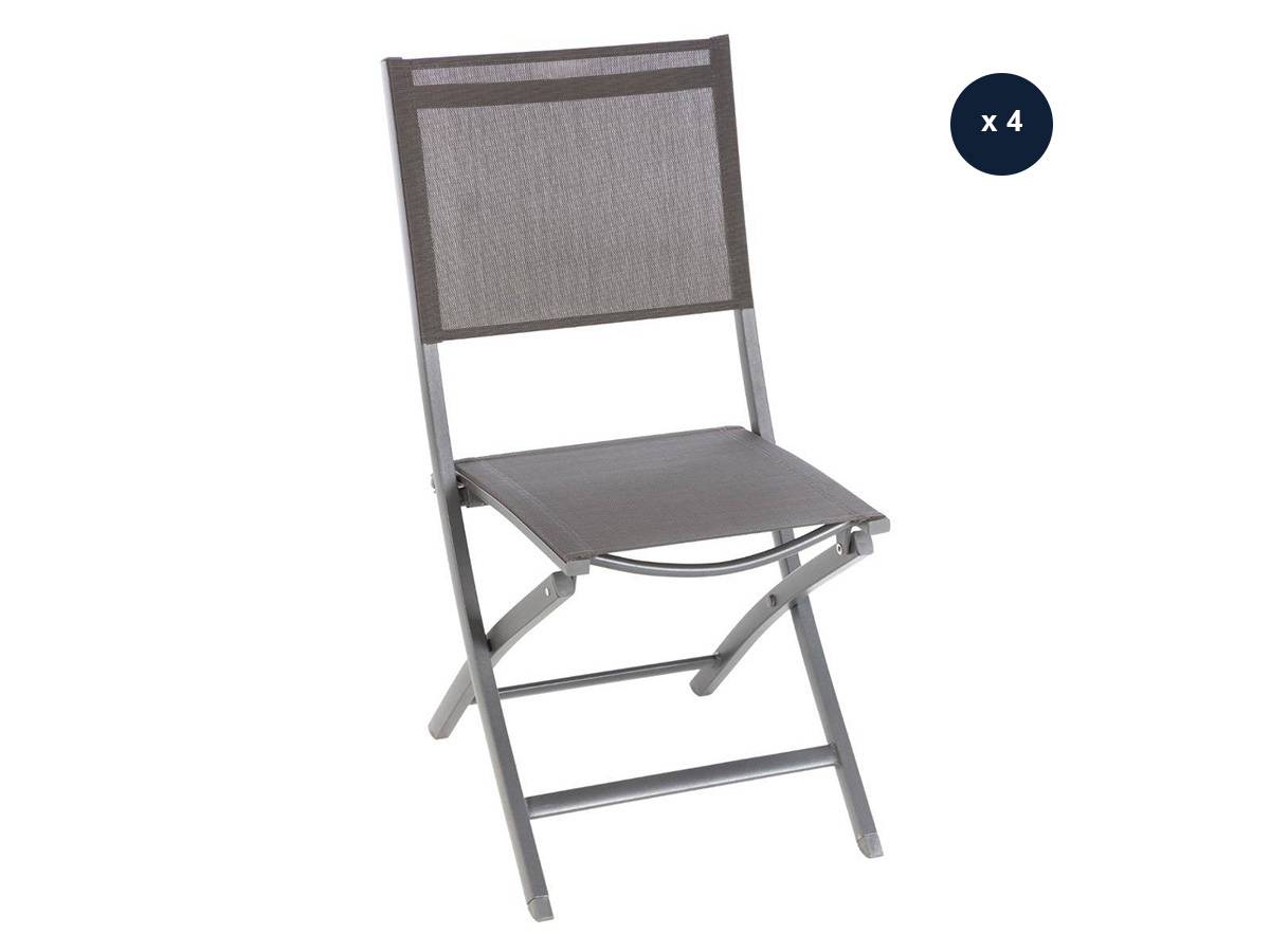 Hesperide - Lot de 4 chaises de jardin en aluminium pliables wengé/tonka Essentia - Hespéride - Image 1
