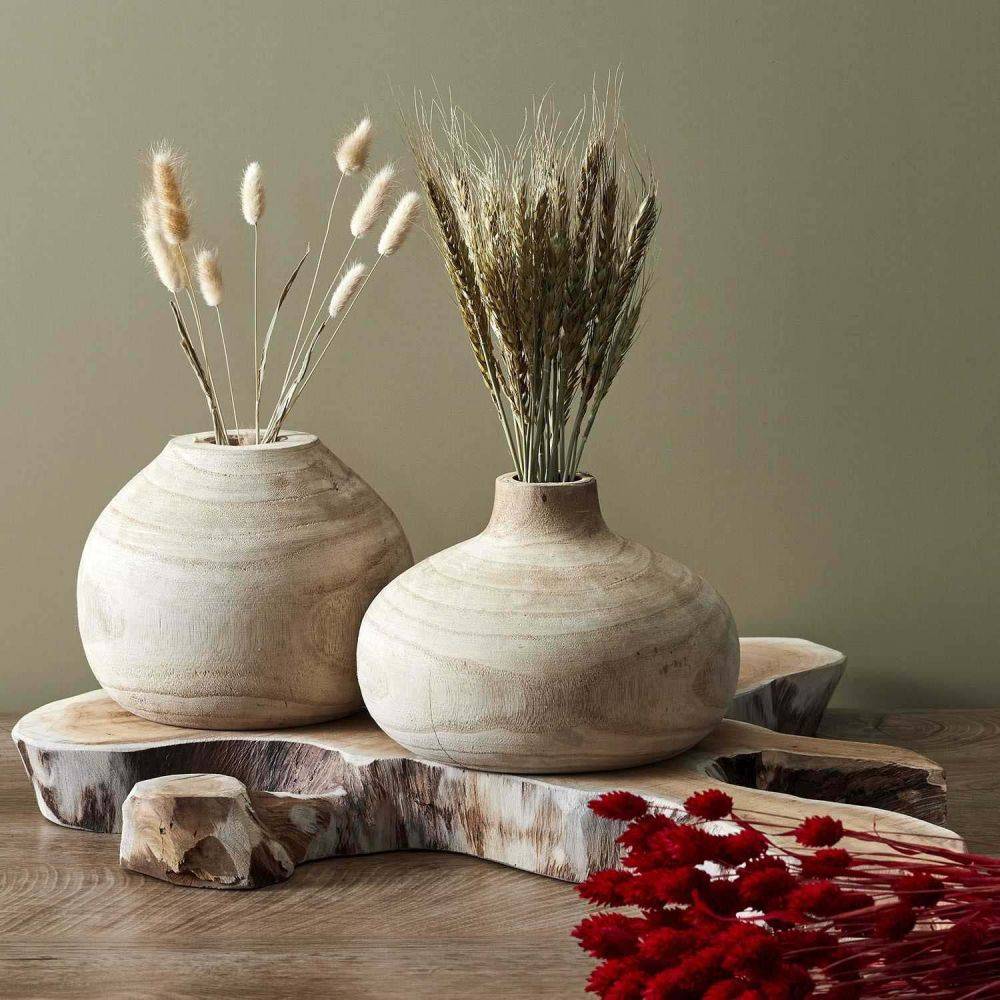 The Home Deco Factory - Vase rond en bois de bancoulier Ruche - Image 4