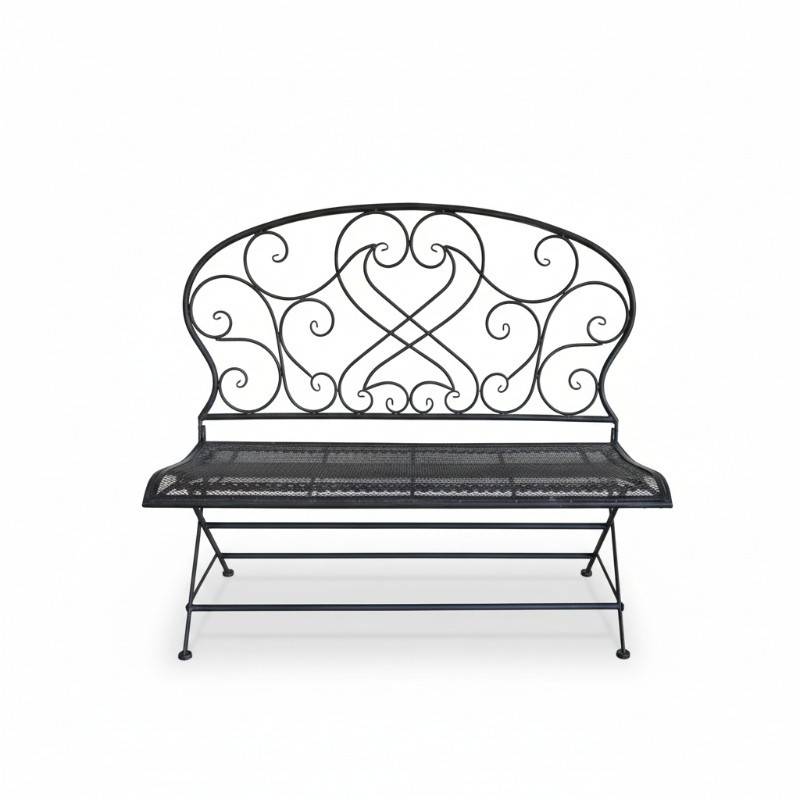 La Grande Prairie - Banc de Jardin Fer Forgé Voluptua Noir 109x53x101cm