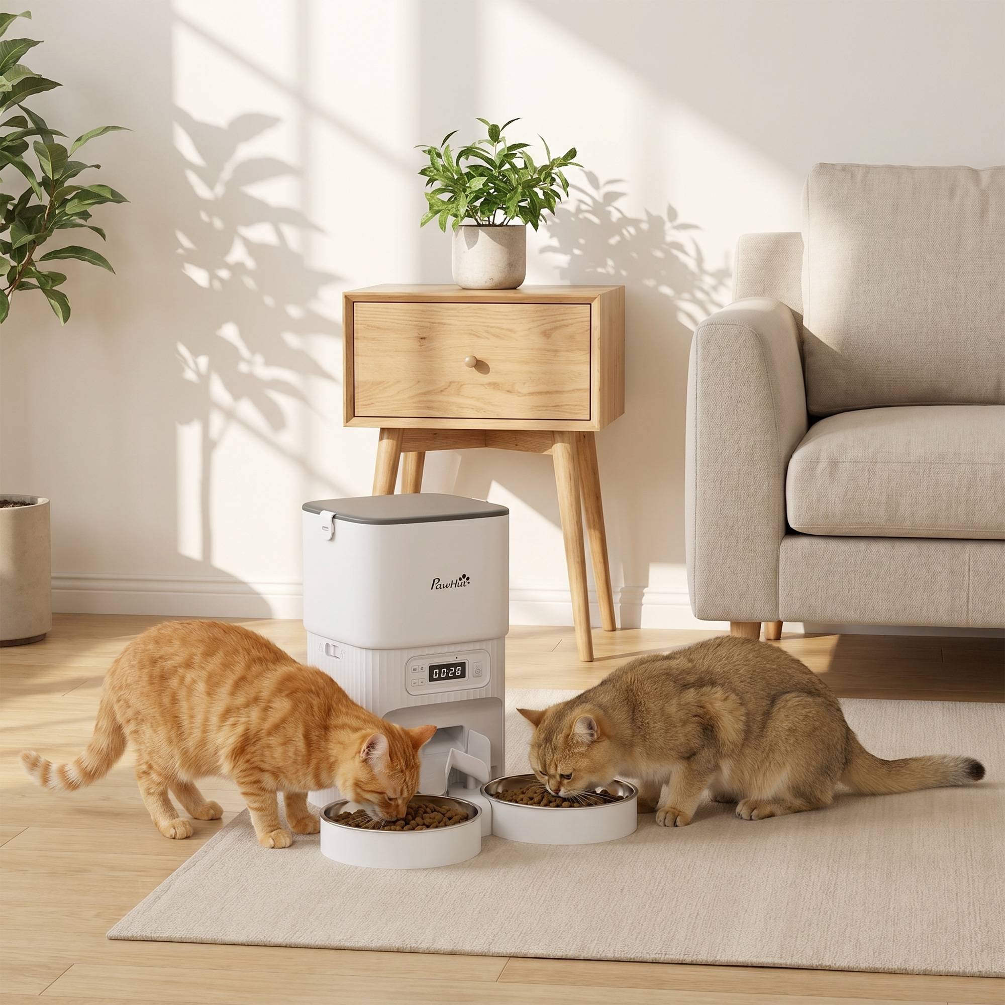 Distributeur automatique 4L chat/chien, 1-6 repas/jour, 2 bols, 2 emplacements repas - Image 10