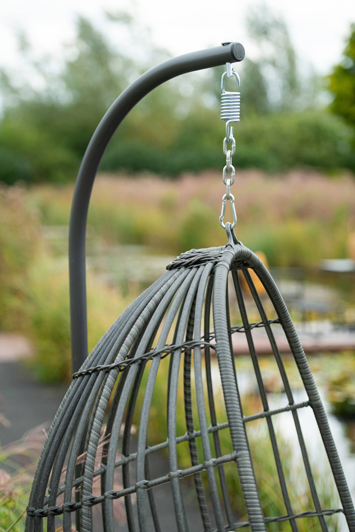 Garden Impressions - Fauteuil suspendu oeuf d'extérieur Panama - noir carbon - earl grey- grisfoncé - Garden Impressions - Image 6