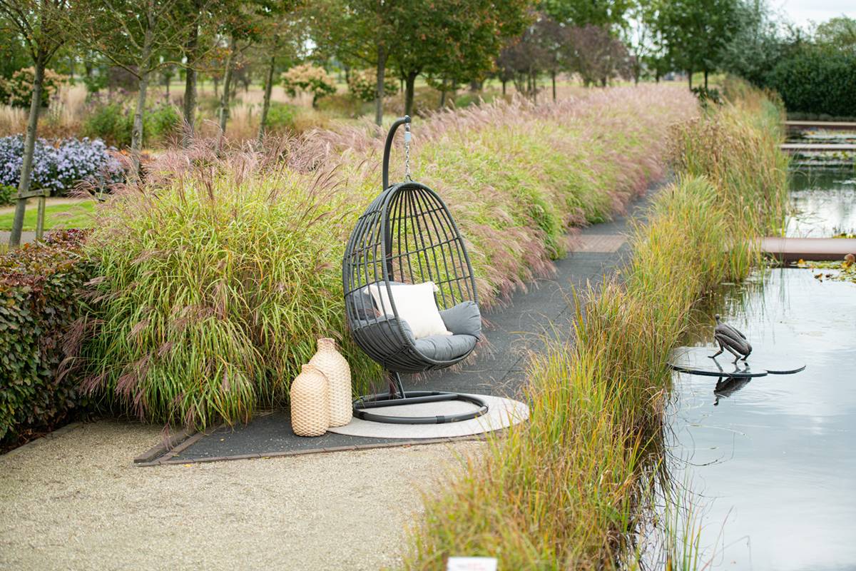 Garden Impressions - Fauteuil suspendu oeuf d'extérieur Panama - noir carbon - earl grey- grisfoncé - Garden Impressions - Image 3