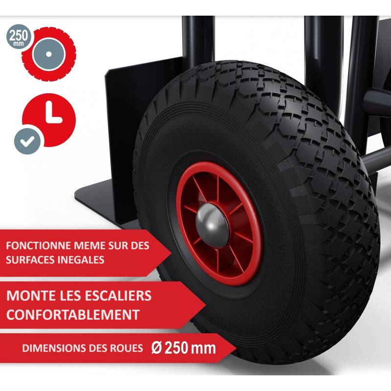Diable Pliable Aluminium Charge Lourde Hostrom - 200kg, Grandes Roues, Garantie 5 Ans