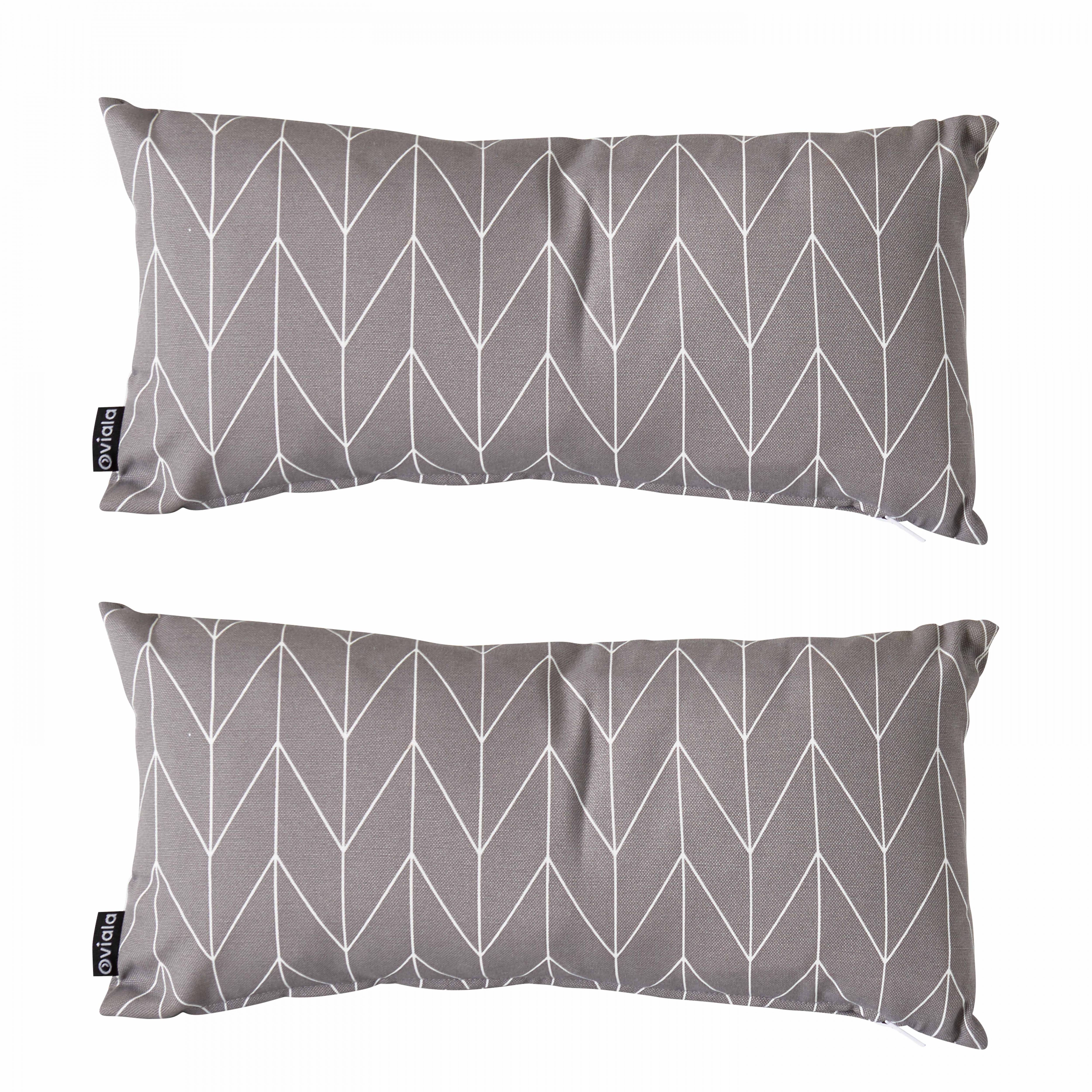 Oviala - Lot de 2 petits coussins polyester gris 40 x 20 x 8 cm Ica - Oviala - Image 1