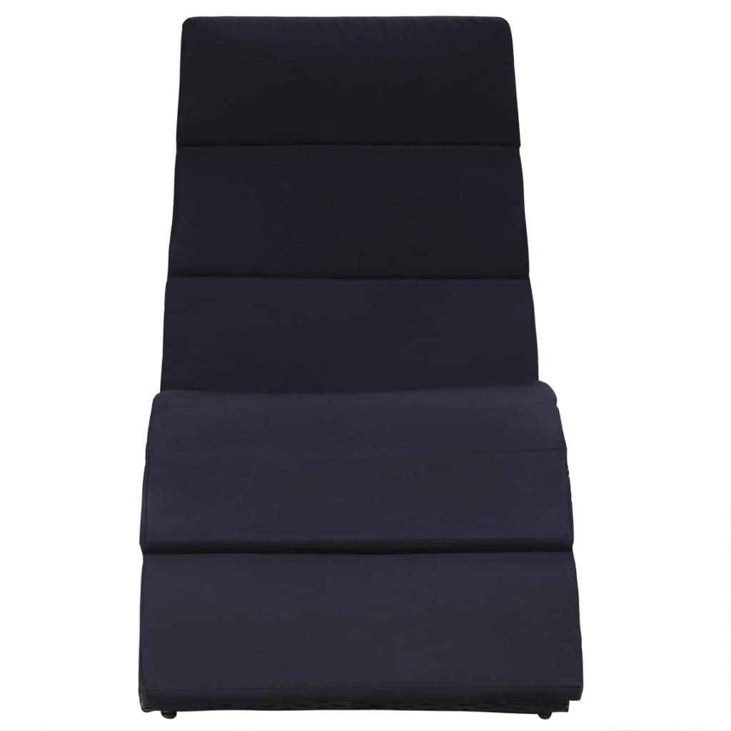 Transat avec coussin Résine tressée Noir 162 x 64 x 86 cm - PANGIVO - Image 3