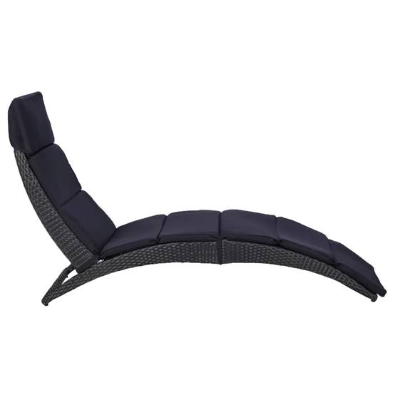 Transat avec coussin Résine tressée Noir 162 x 64 x 86 cm - PANGIVO - Image 2