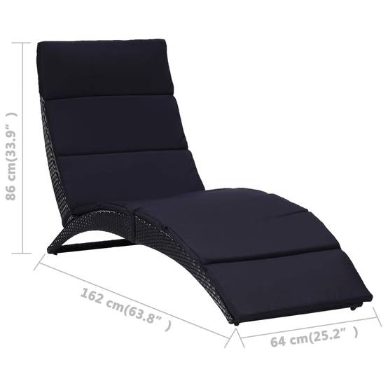Transat avec coussin Résine tressée Noir 162 x 64 x 86 cm - PANGIVO - Image 7