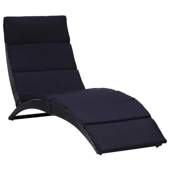 Transat avec coussin Résine tressée Noir 162 x 64 x 86 cm - PANGIVO - Image 1