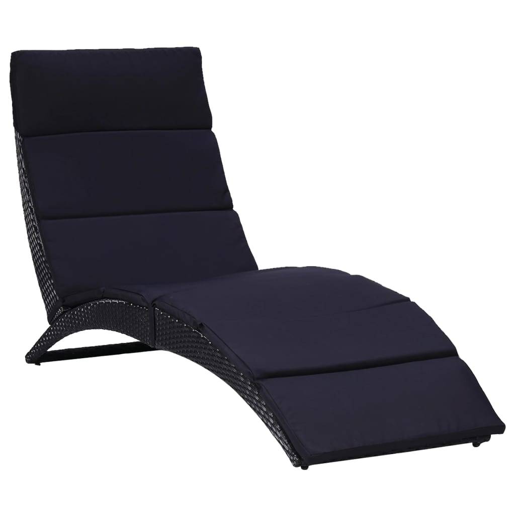 Transat avec coussin Résine tressée Noir 162 x 64 x 86 cm - PANGIVO - Image 1