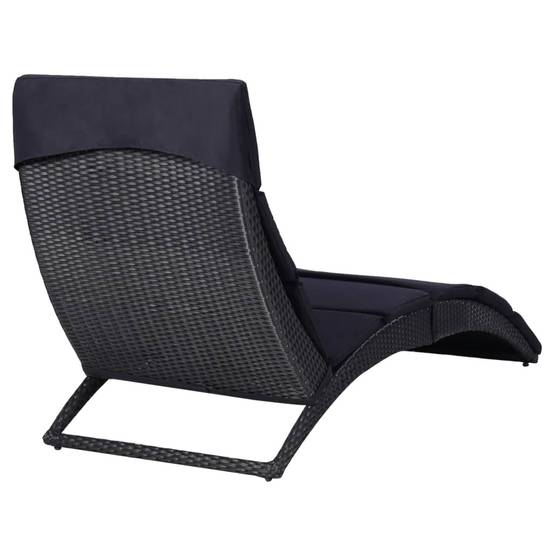 Transat avec coussin Résine tressée Noir 162 x 64 x 86 cm - PANGIVO - Image 4