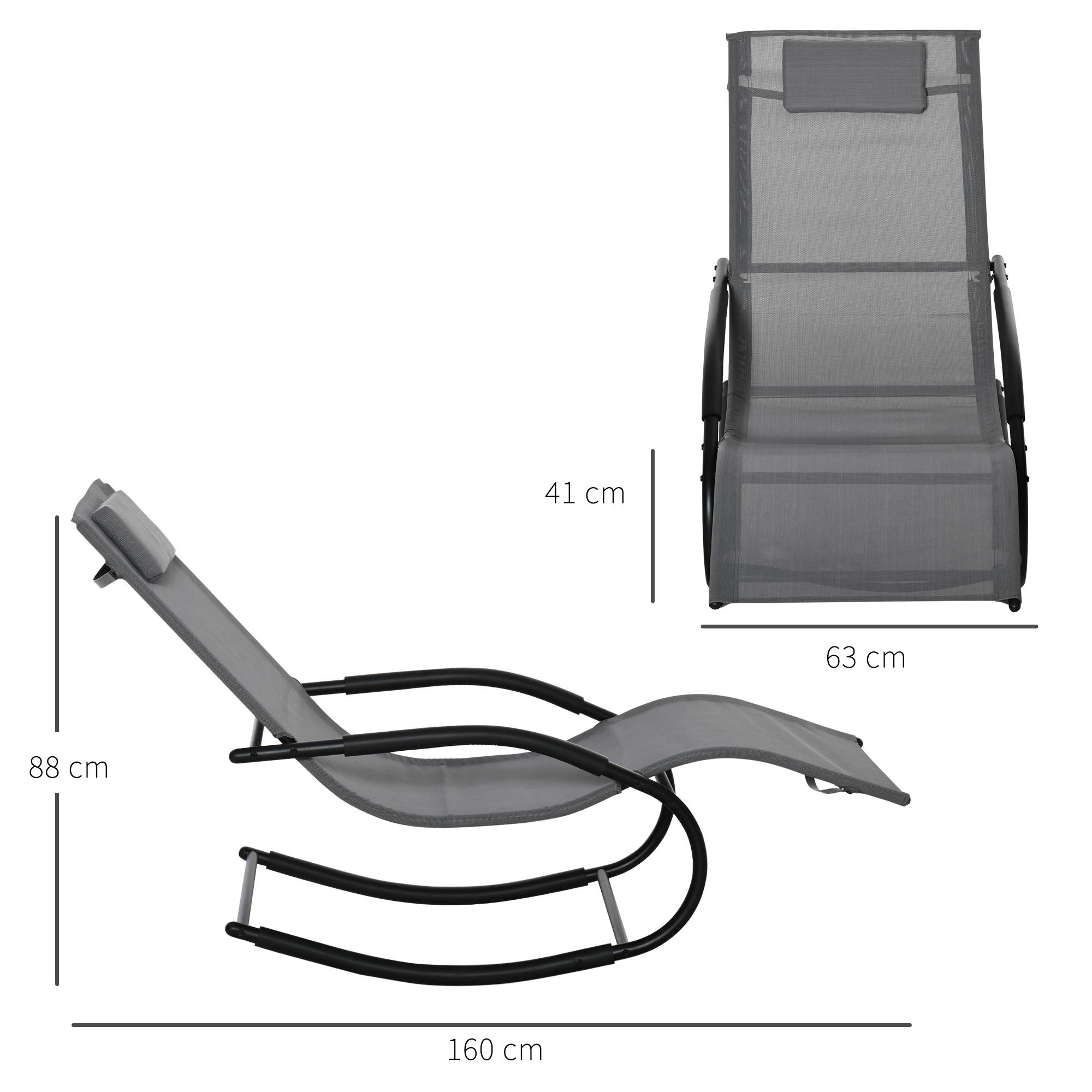 Chaise longue à bascule métal galvanisé gris 150 x 62 x 84 cm - PANGIVO - Image 5