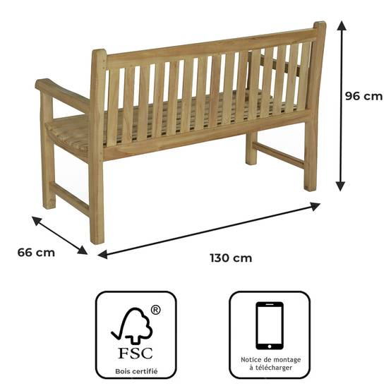 Teck'Attitude - Banc en teck massif Notting Hill 130 cm - TECK'Attitude - Image 9