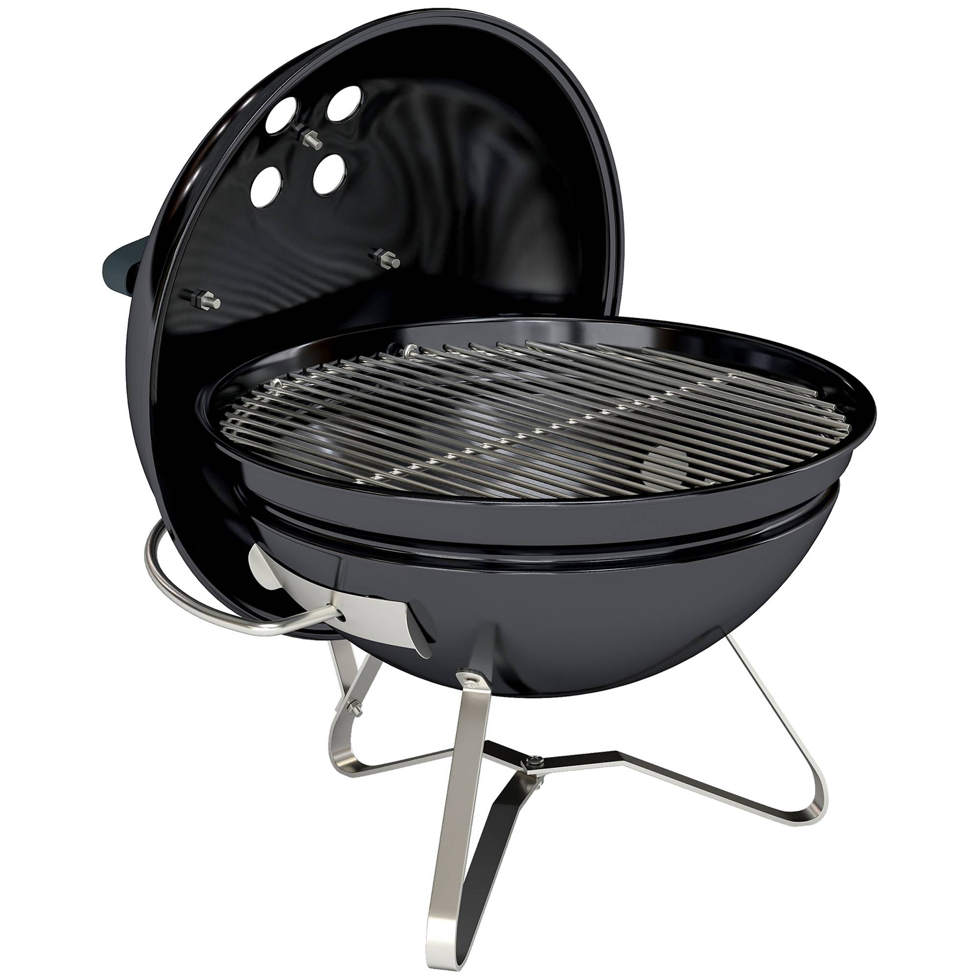 ComfortXL - Barbecue à charbon portable métal inox Ø41 x 44 cm noir camping balcon couvercle ventilé transport sécurisé - Image 10