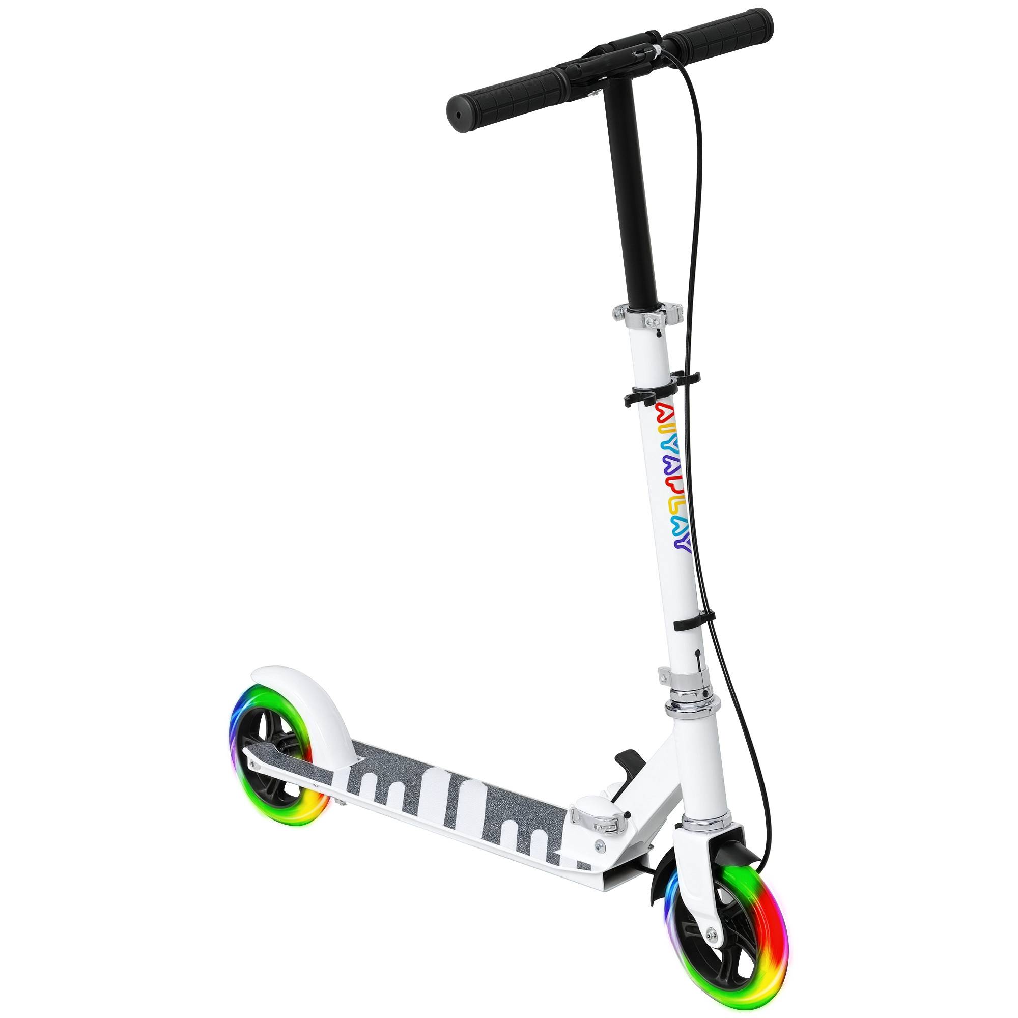 Sans Marque - Trottinette enfant double frein cadre métal repose-pieds pliable 3-8 ans blanche - Image 1