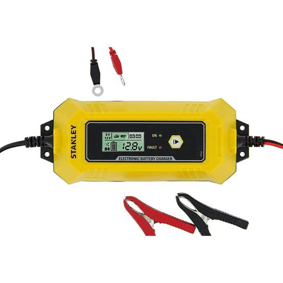 stanley - Chargeur de batterie intelligent 4A 230V 6/12V Voiture Moto Microprocesseur Ecran LCD Maintient de charge Stanley - Image 1