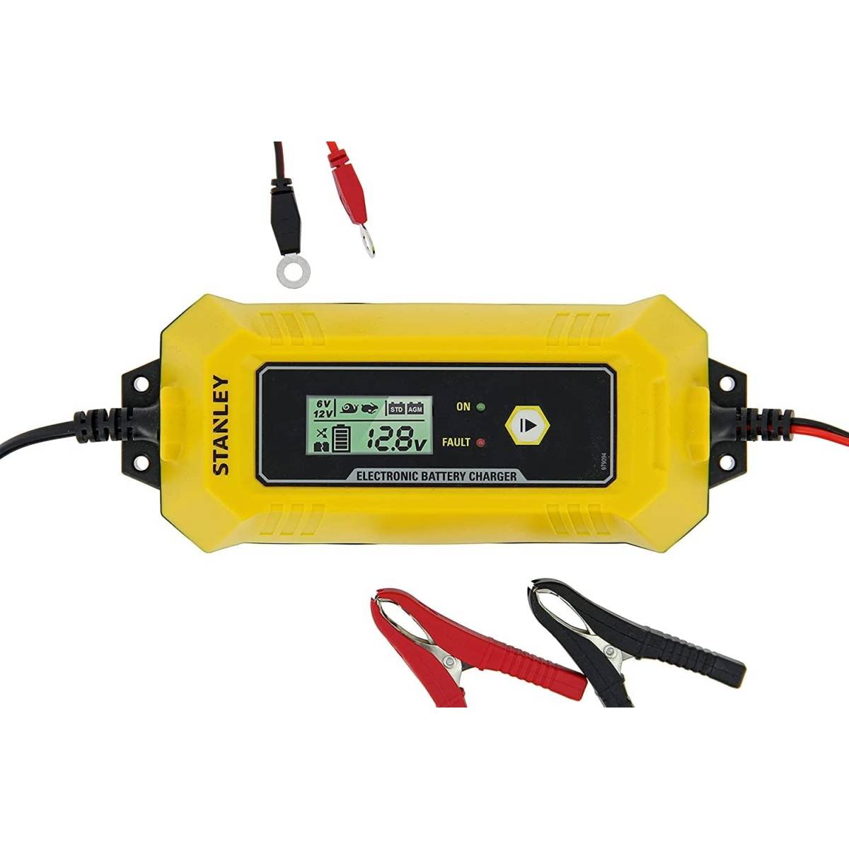 stanley - Chargeur de batterie intelligent 4A 230V 6/12V Voiture Moto Microprocesseur Ecran LCD Maintient de charge Stanley - Image 1
