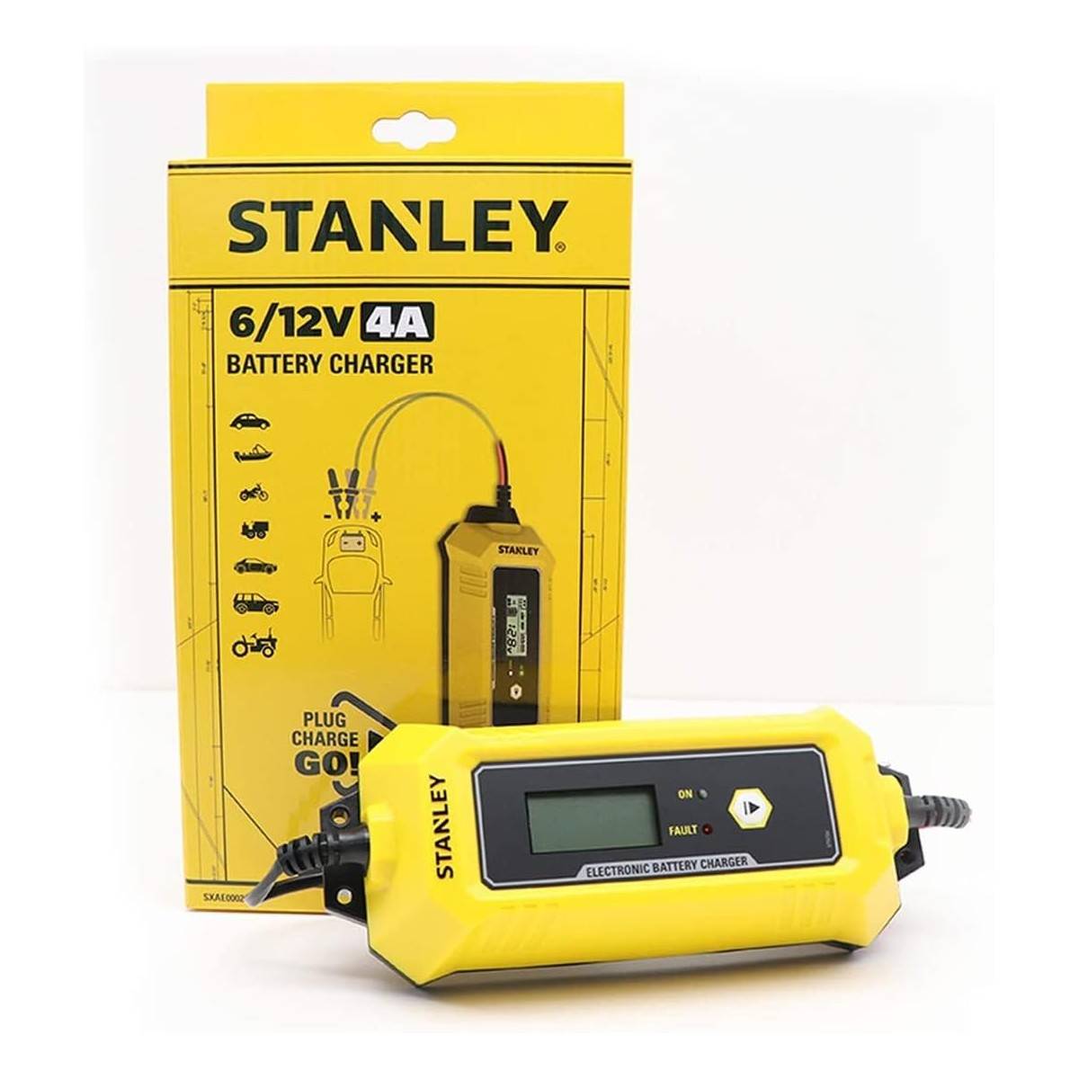 stanley - Chargeur de batterie intelligent 4A 230V 6/12V Voiture Moto Microprocesseur Ecran LCD Maintient de charge Stanley - Image 3
