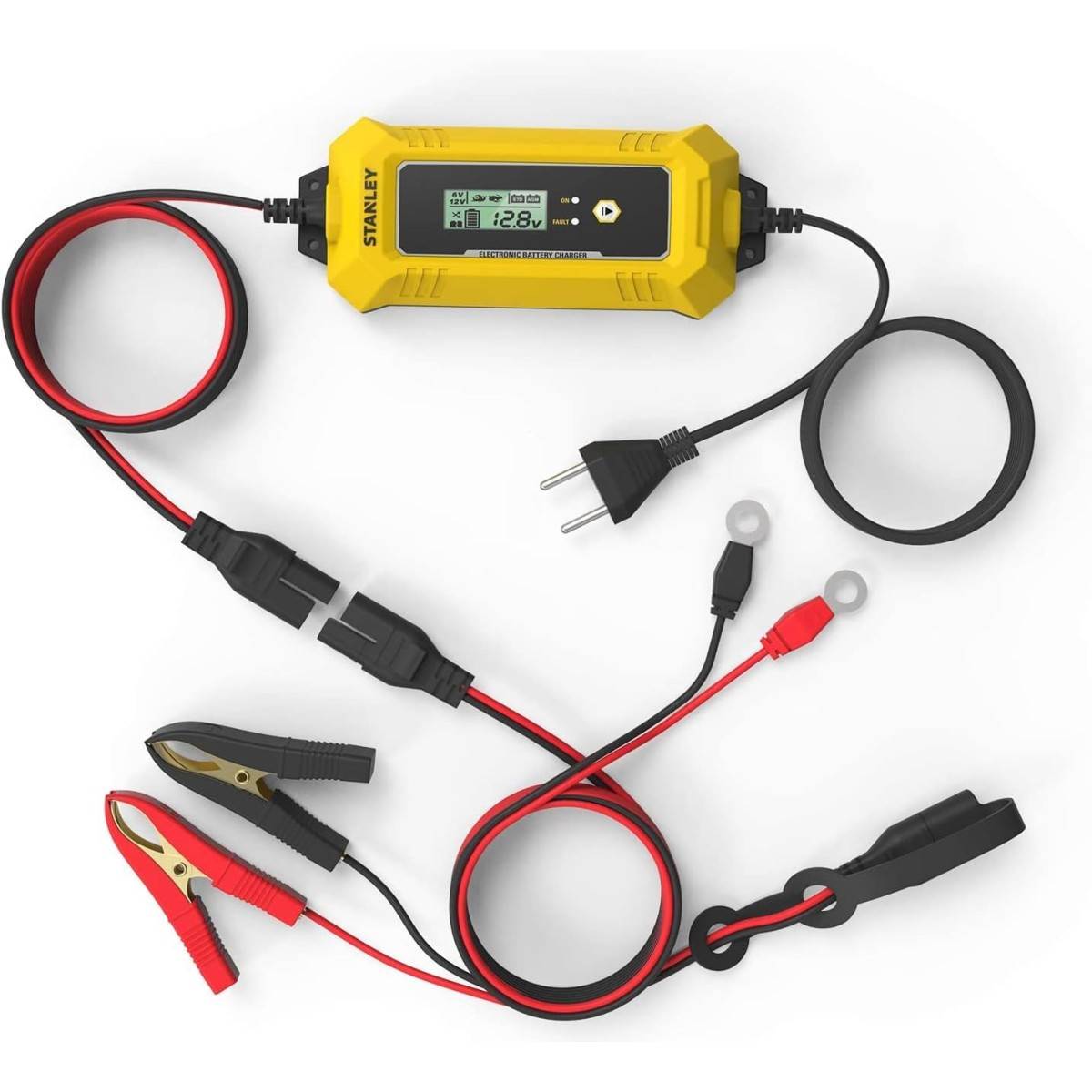stanley - Chargeur de batterie intelligent 4A 230V 6/12V Voiture Moto Microprocesseur Ecran LCD Maintient de charge Stanley - Image 2