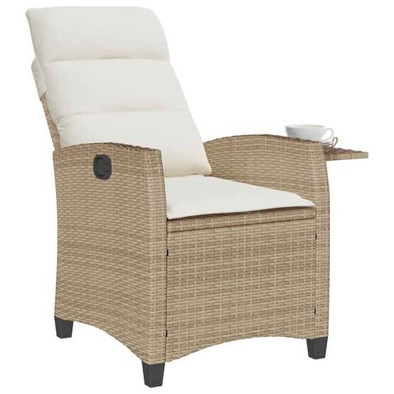 PANGIVO - Chaise de jardin inclinable avec table d'appoint beige polyrotin 65 x 58 x 94 cm, Poids :12.95kg - PANGIVO - Image 4