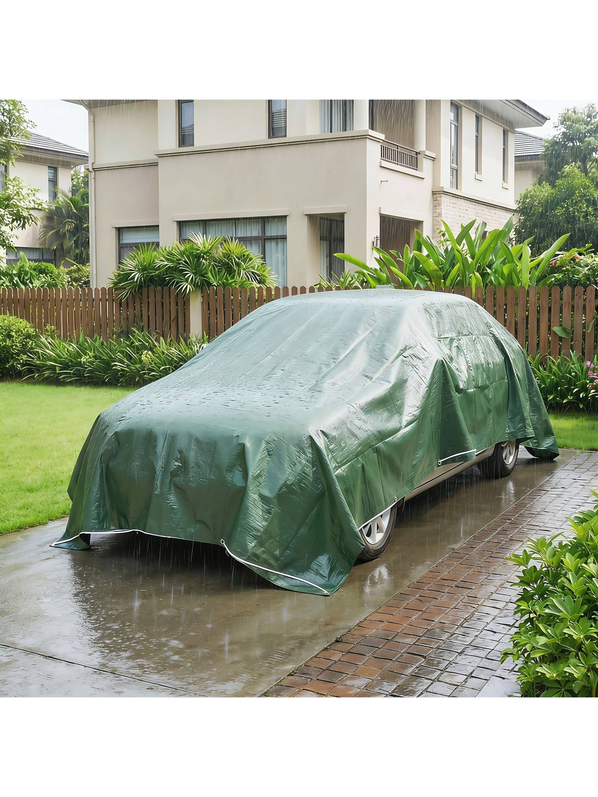 ComfortXL - Bâche de protection PE 4 x 6 m verte 90 g/m² pour jardin voiture et bois avec œillets renforcés étanche - Image 10