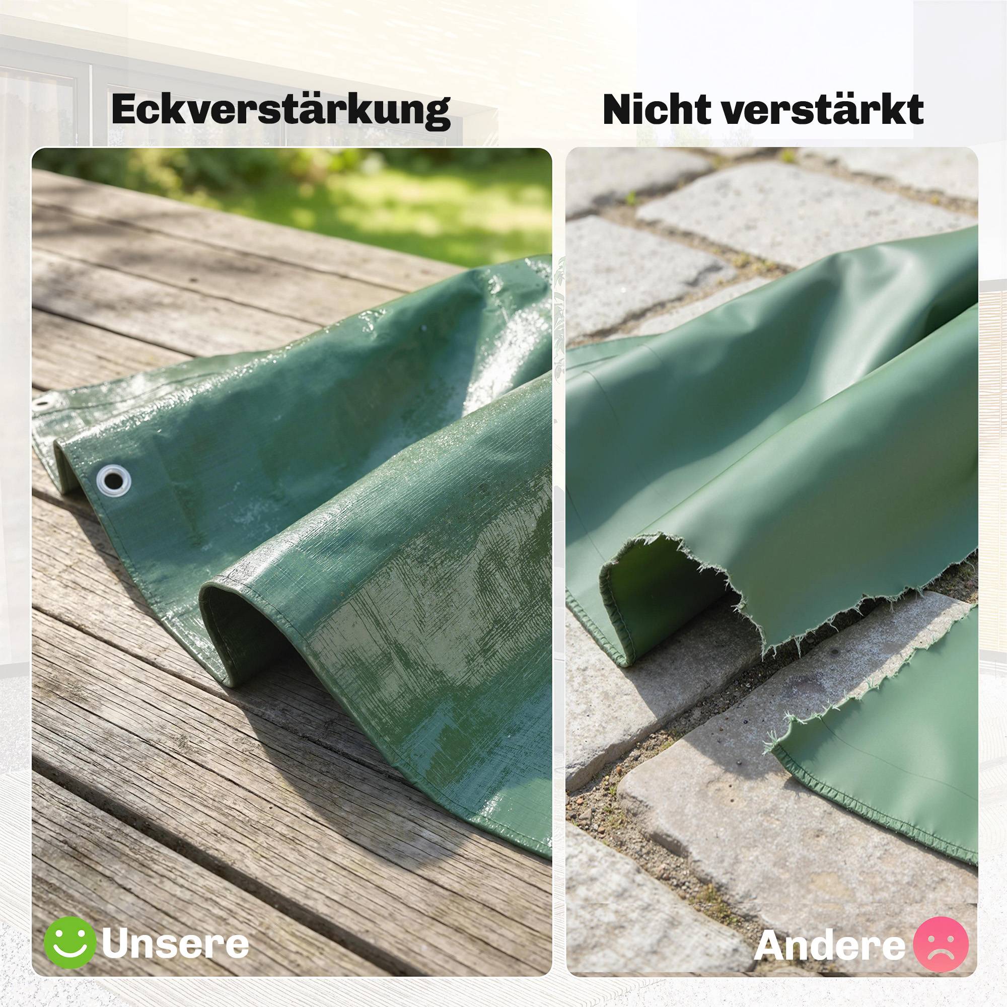 ComfortXL - Bâche de protection PE 4 x 6 m verte 90 g/m² pour jardin voiture et bois avec œillets renforcés étanche - Image 5