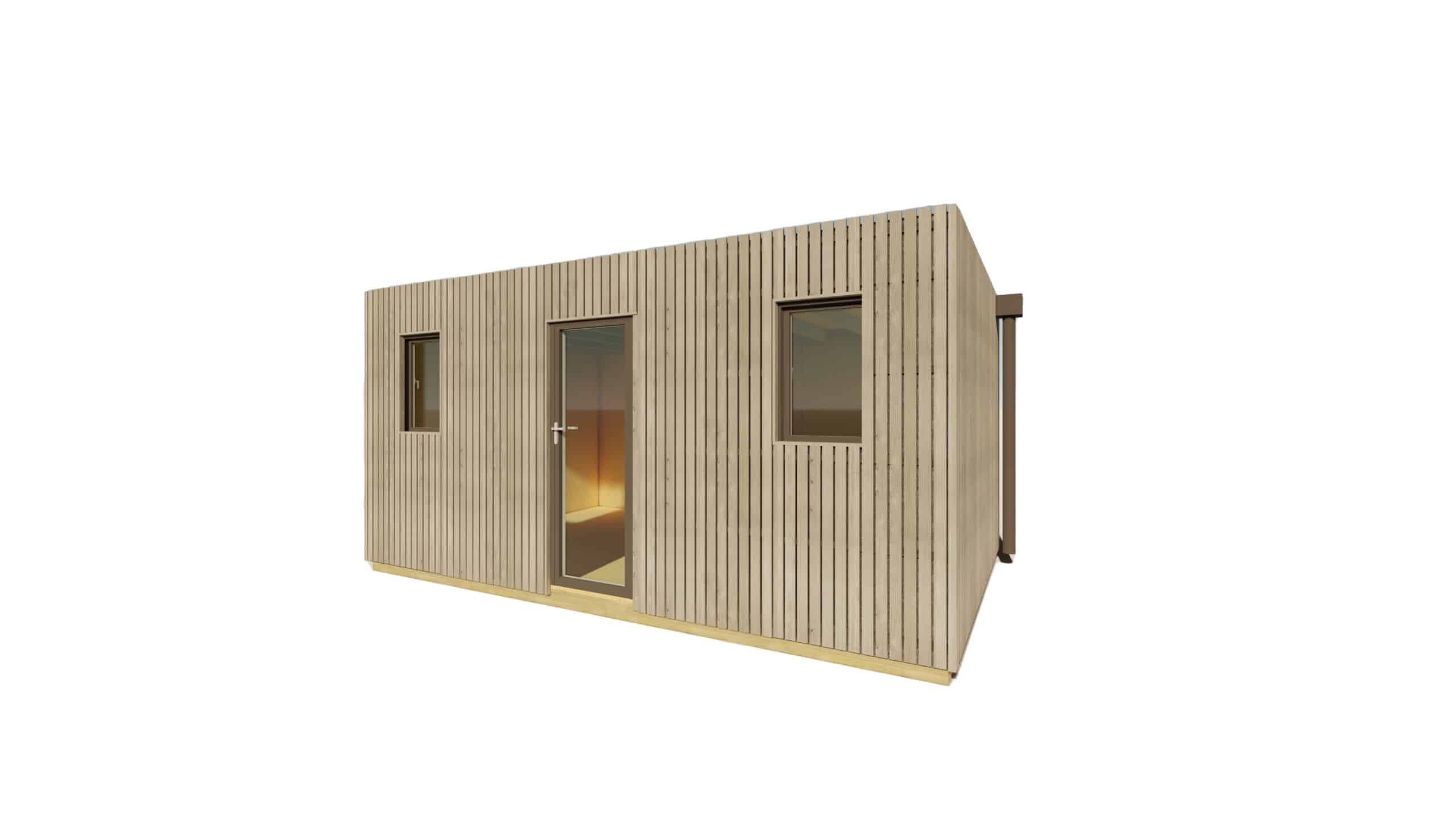 Sans Marque - STUDIO DE JARDIN / 19,5 m2 - 5,55 x 3,52m / Plancher isolé / Bardage Gris / Intérieur OSB / Livraison Gratuite / Studio Français - Image 2