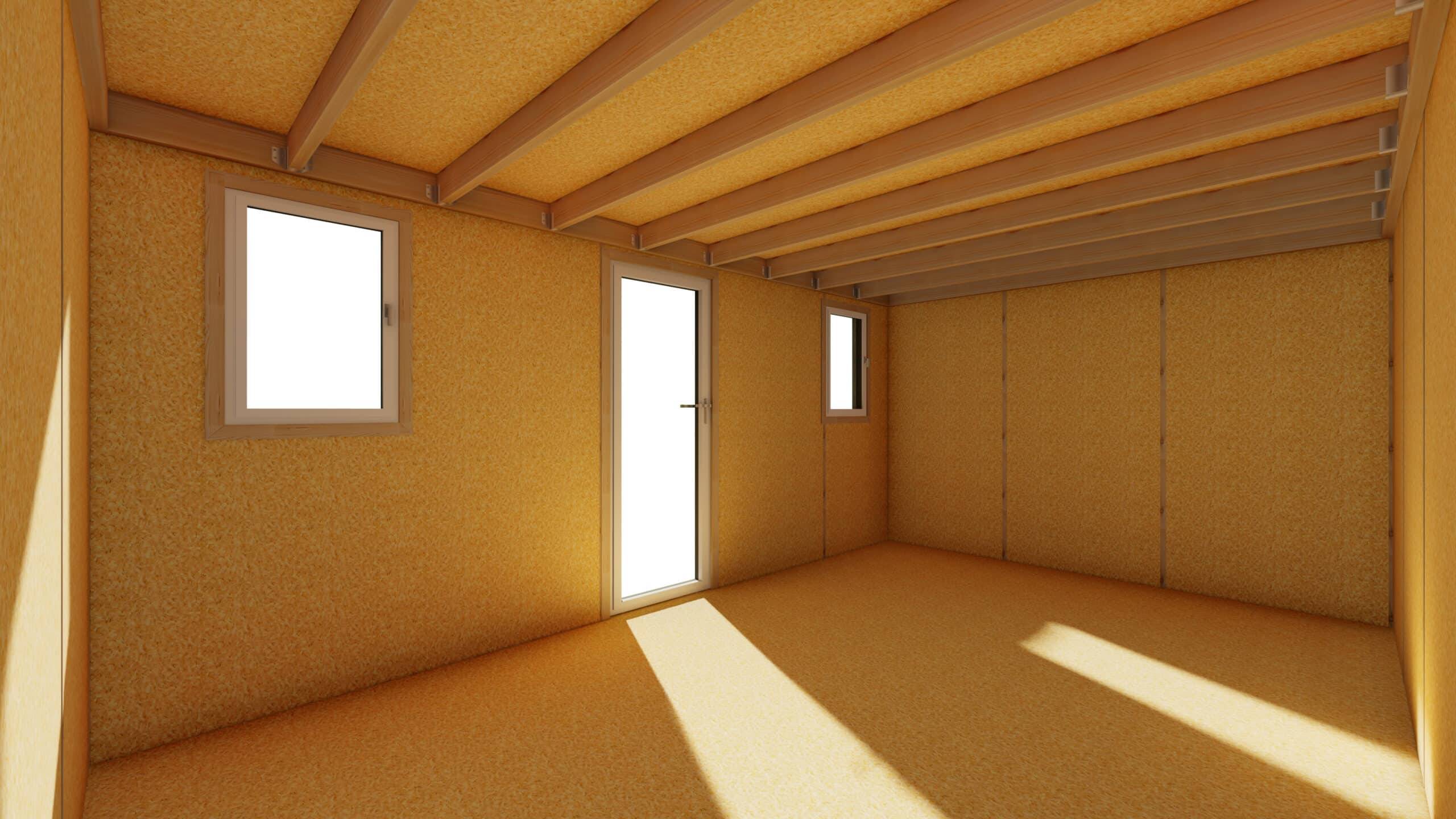 Sans Marque - STUDIO DE JARDIN / 19,5 m2 - 5,55 x 3,52m / Plancher isolé / Bardage Gris / Intérieur OSB / Livraison Gratuite / Studio Français - Image 3