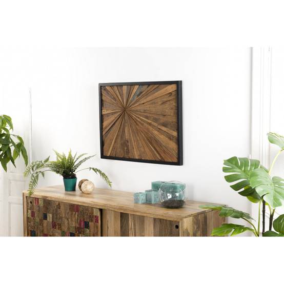 SUZY - Décoration murale bois rectangulaire Teck recyclé nature - Image 2