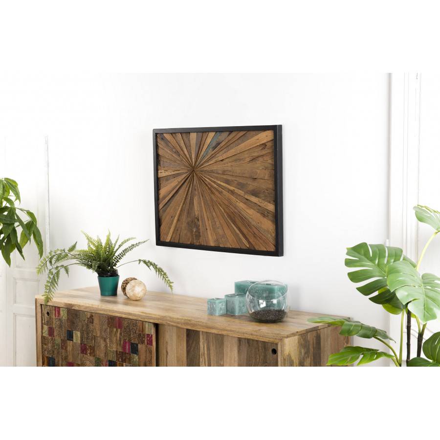 SUZY - Décoration murale bois rectangulaire Teck recyclé nature - Image 2