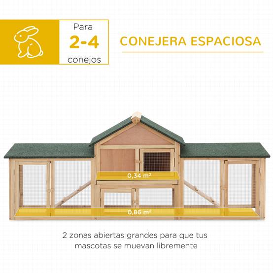 Très Grand Clapier XXL en Bois pour 2 à 4 Lapins Double Enclos Extérieur 210cm Naturel - ComfortXL Outdoor Living - Image 7