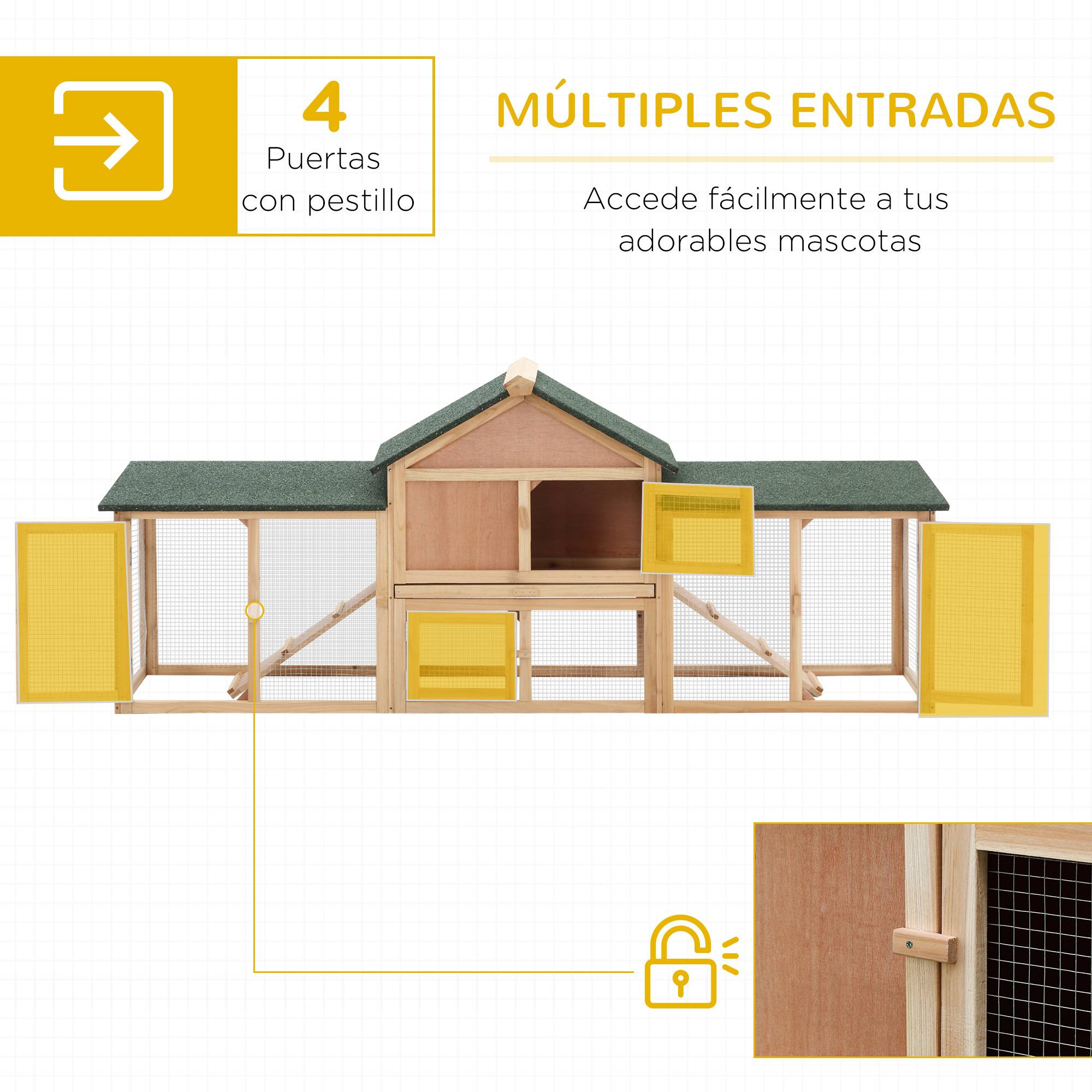 Très Grand Clapier XXL en Bois pour 2 à 4 Lapins Double Enclos Extérieur 210cm Naturel - ComfortXL Outdoor Living - Image 6
