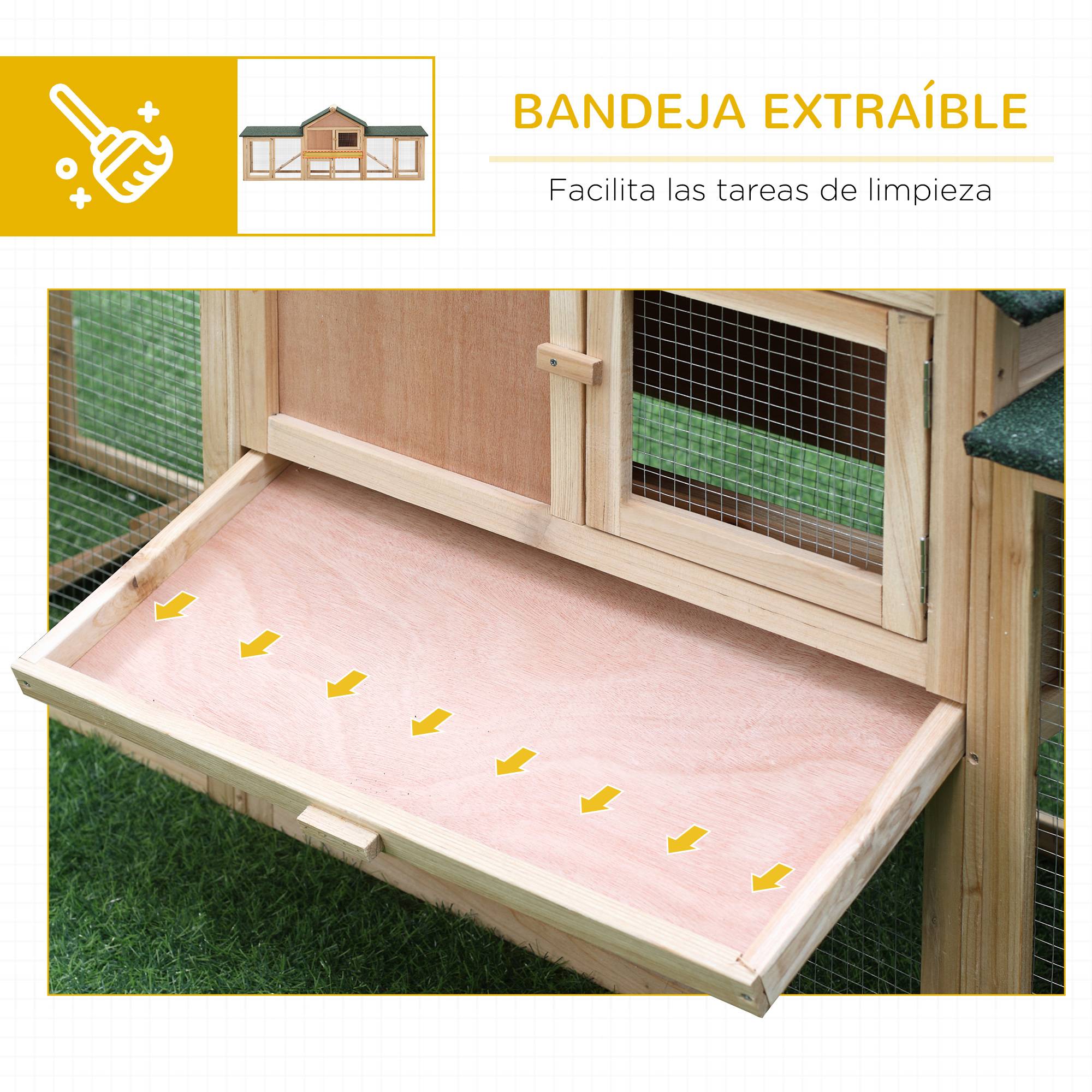 Très Grand Clapier XXL en Bois pour 2 à 4 Lapins Double Enclos Extérieur 210cm Naturel - ComfortXL Outdoor Living - Image 8