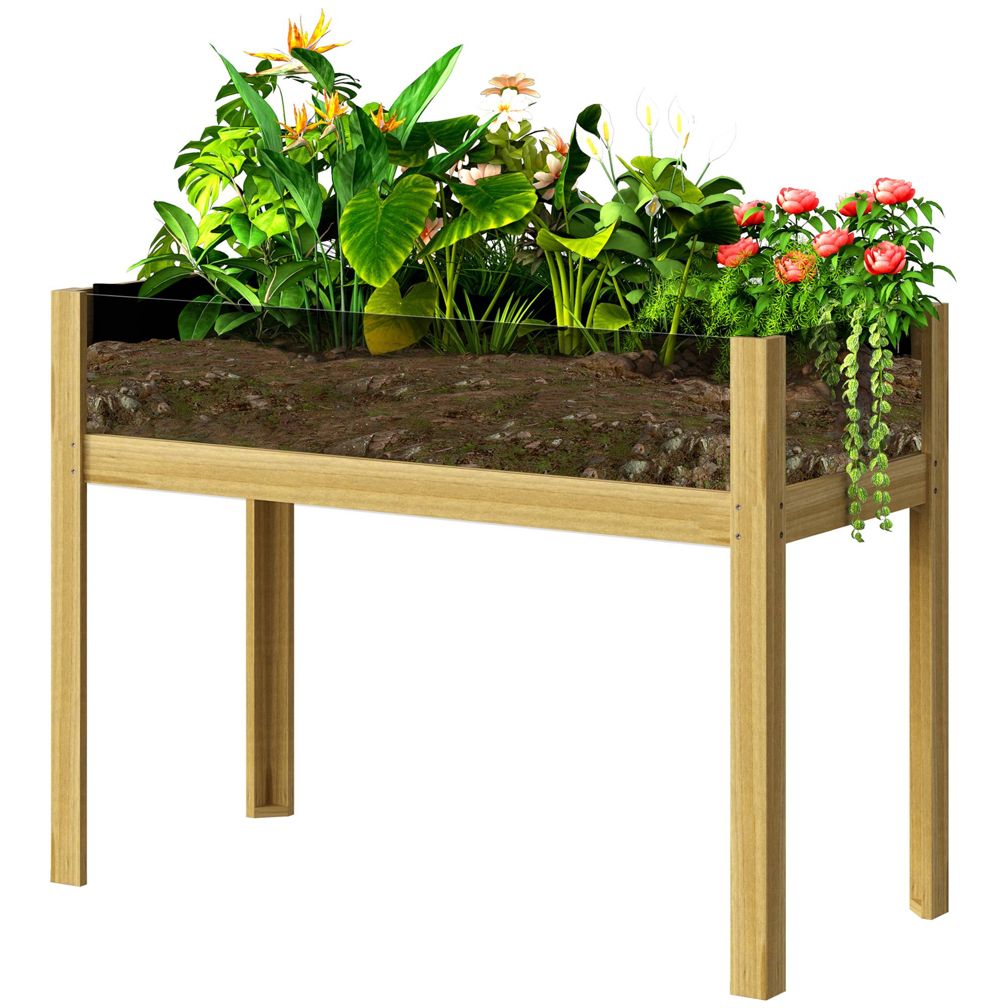 Carré potager sur pieds bois massif jardin panneaux acrylique et drainage naturel - ComfortXL Outdoor Living - Image 1