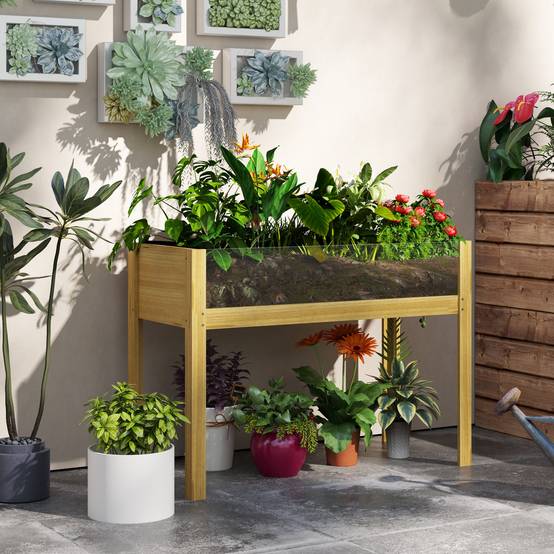 Carré potager sur pieds bois massif jardin panneaux acrylique et drainage naturel - ComfortXL Outdoor Living - Image 3