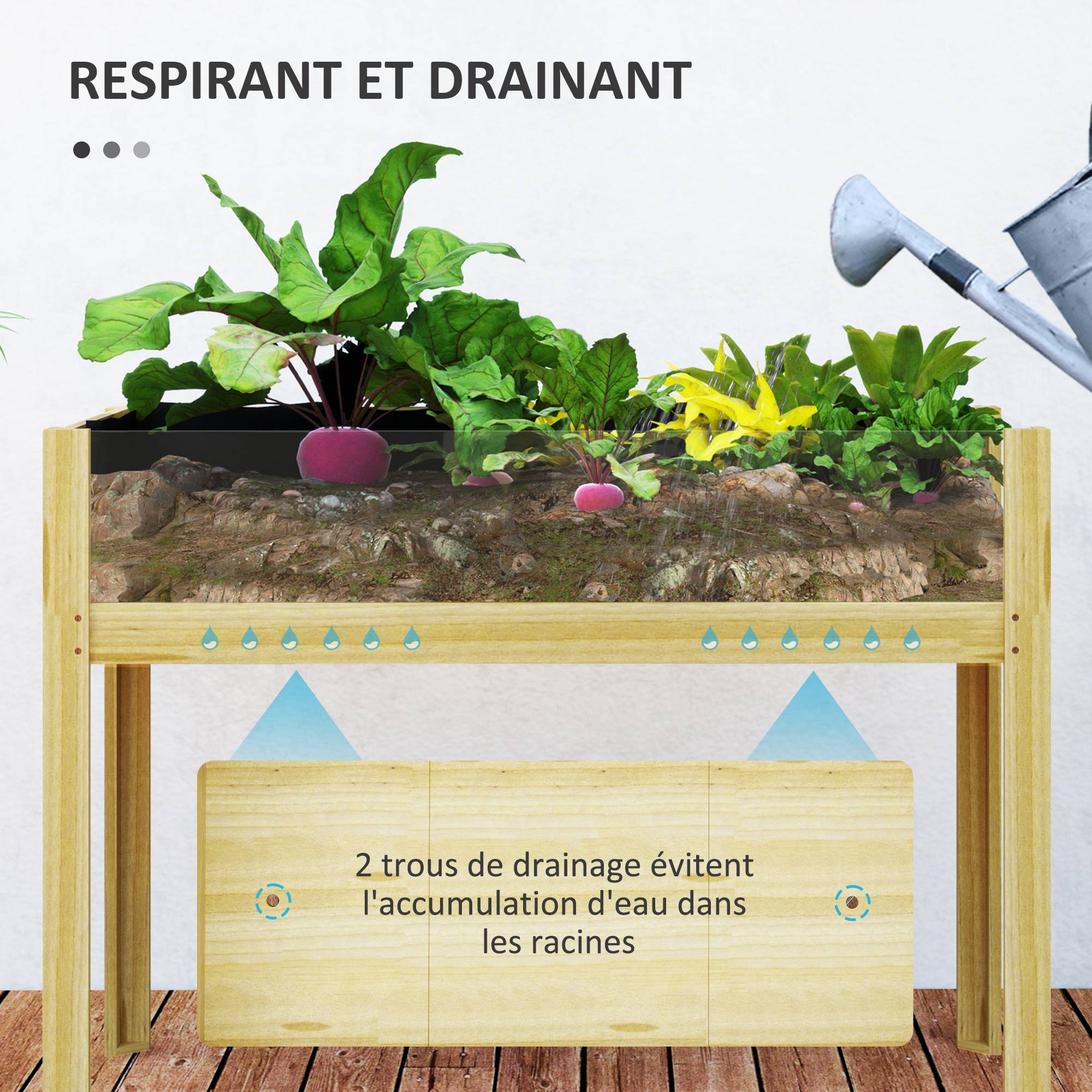Carré potager sur pieds bois massif jardin panneaux acrylique et drainage naturel - ComfortXL Outdoor Living - Image 7