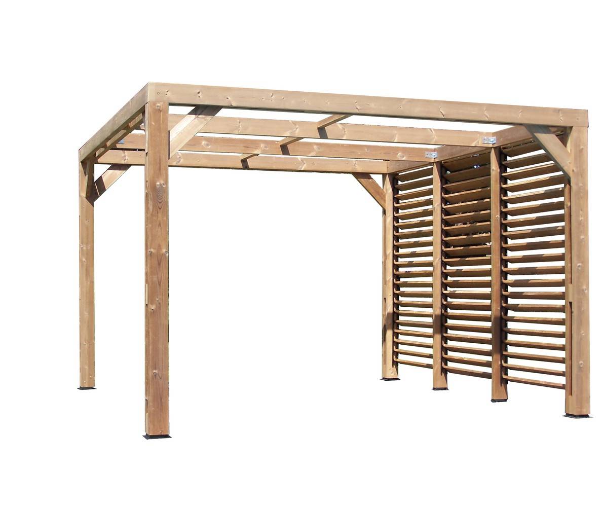 Habrita - Pergola THERMAUVENT en bois avec vantelles mobiles sur mur Habrita - Image 1