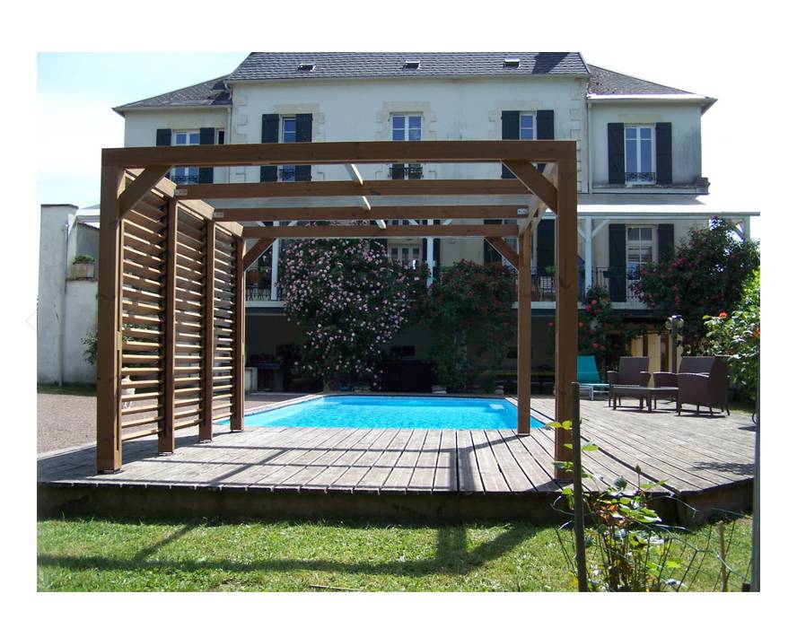 Habrita - Pergola THERMAUVENT en bois avec vantelles mobiles sur mur Habrita - Image 3