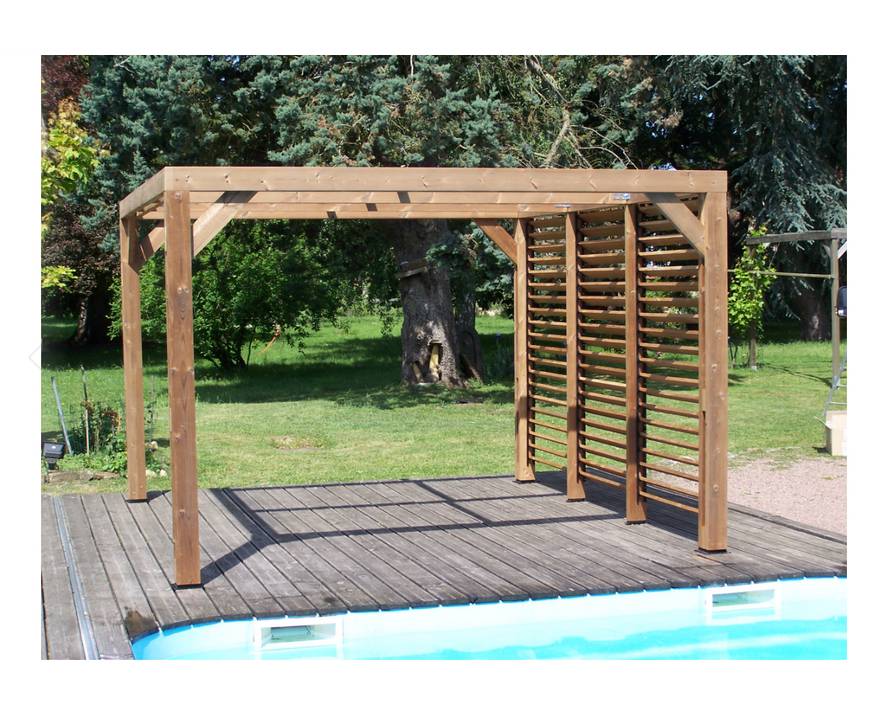 Habrita - Pergola THERMAUVENT en bois avec vantelles mobiles sur mur Habrita - Image 2