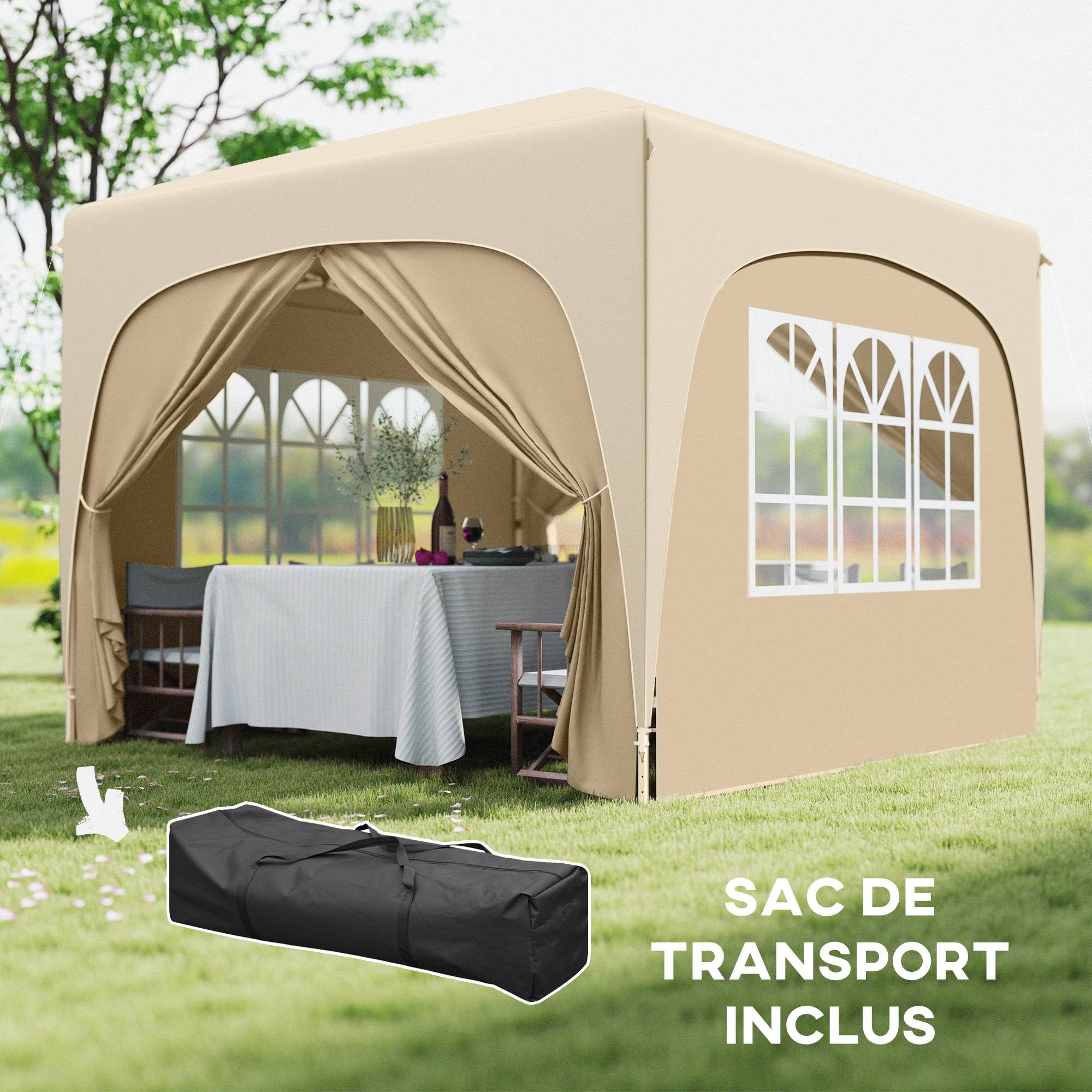 Tente de réception pliante métal sable 300 x 300 x 273 cm - PANGIVO - Image 9
