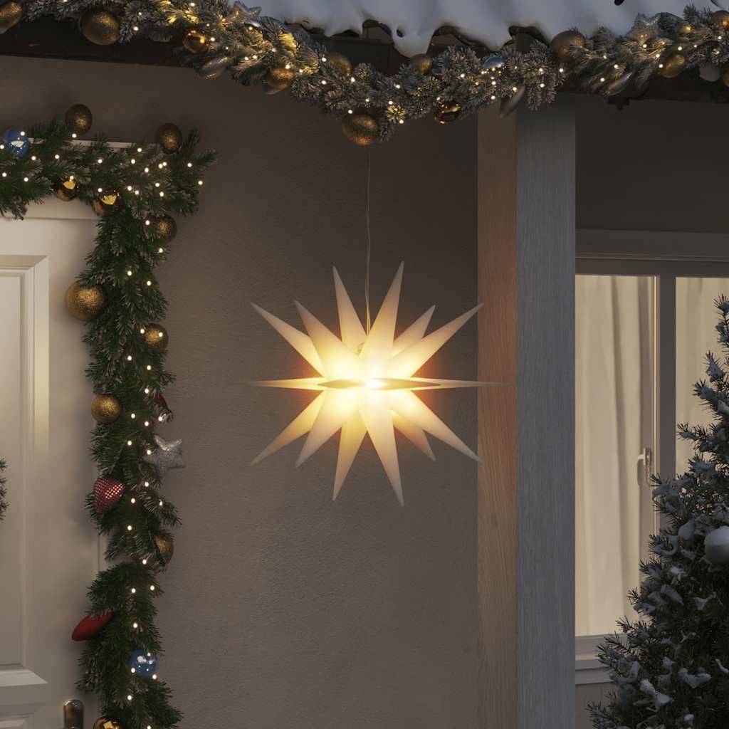 Étoile de Noël LED Pliable PP Décoration Extérieure Minuterie Blanc 57 cm – ComfortXL Outdoor Living - Image 1
