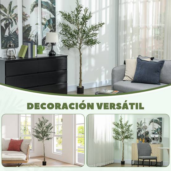ComfortXL - Grand Olivier Artificiel Soie Décoration Intérieur Branche Modulable 180cm Vert - ComfortXL Outdoor Living - Image 10