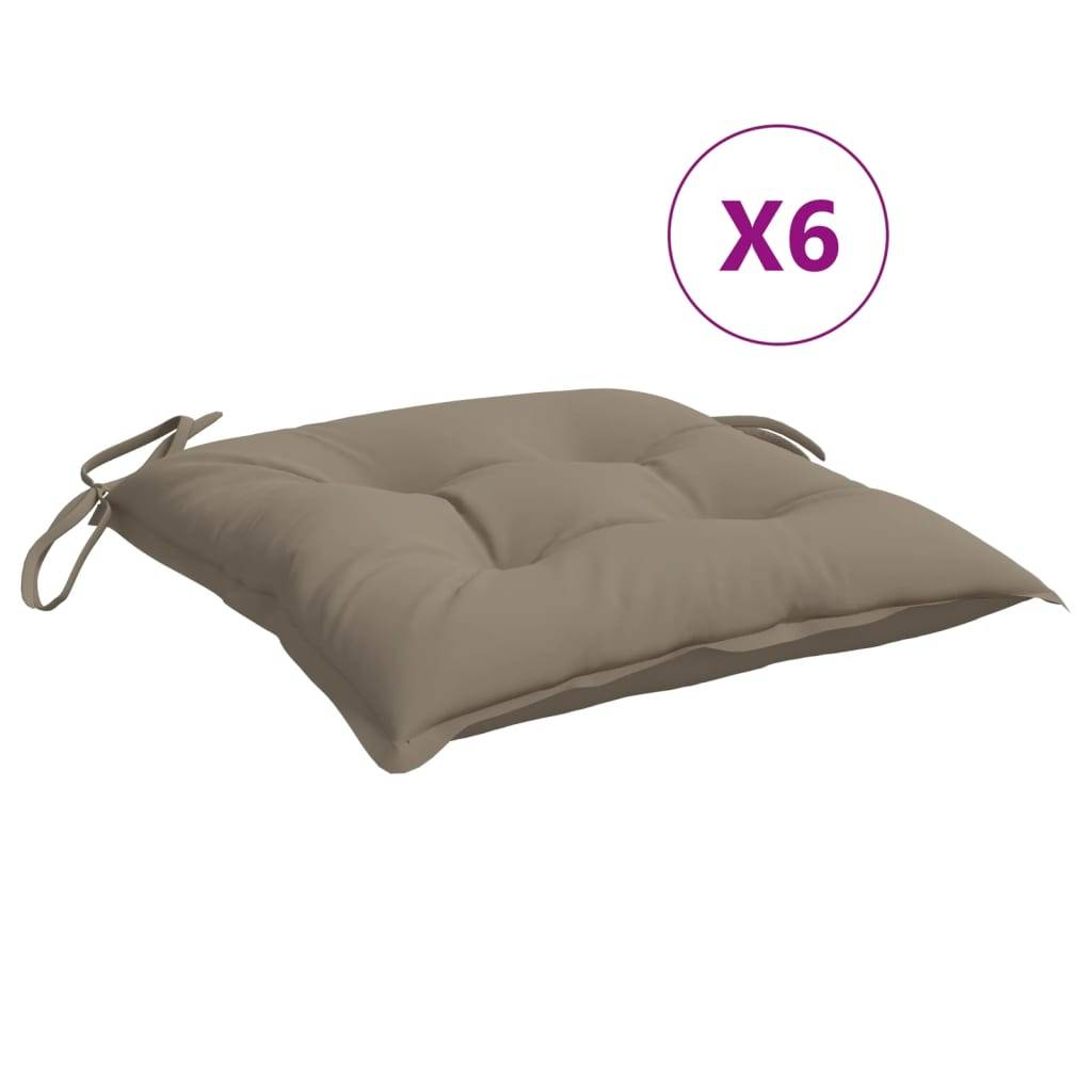 Lot de 6 Coussins d'extérieur - Coussins de chaise - Coussins de Siège pour intérieur et extérieur taupe 40x40x7 cm tissu oxford - Image 1