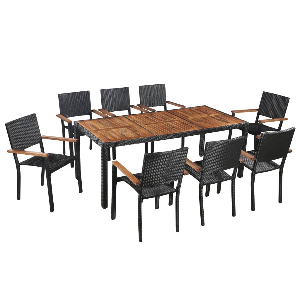 Vidaxl - Ensemble à manger d'extérieur 9 pcs résine tressée et acacia vidaXL 43936 - Image 1