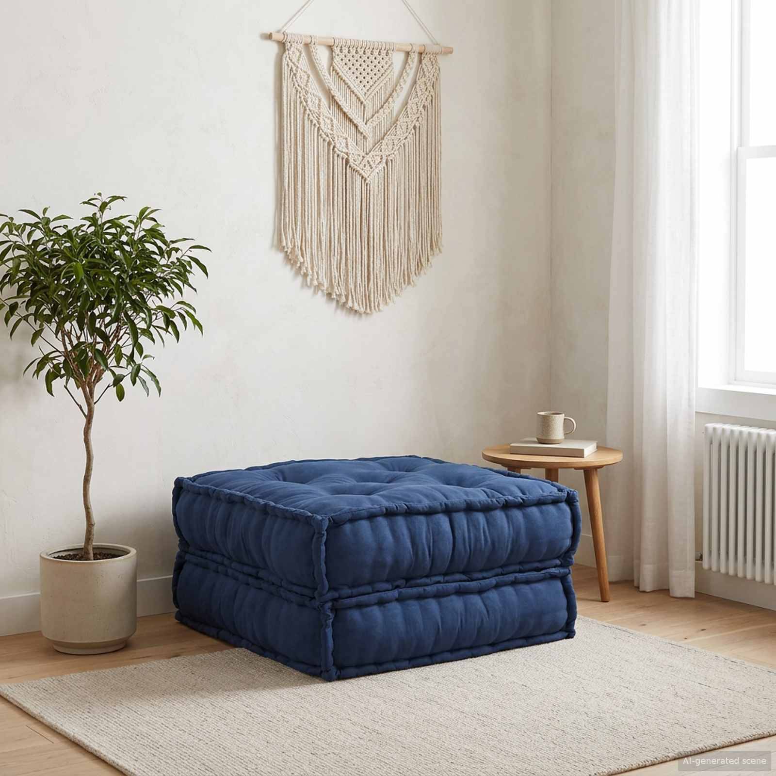 Canapé modulaire tissu indigo 70 x 70 x 36 cm - PANGIVO - Image 1