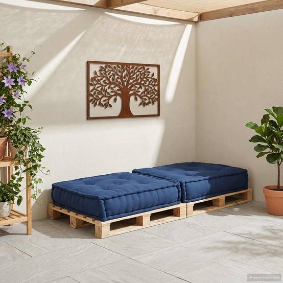 Canapé modulaire tissu indigo 70 x 70 x 36 cm - PANGIVO - Image 3